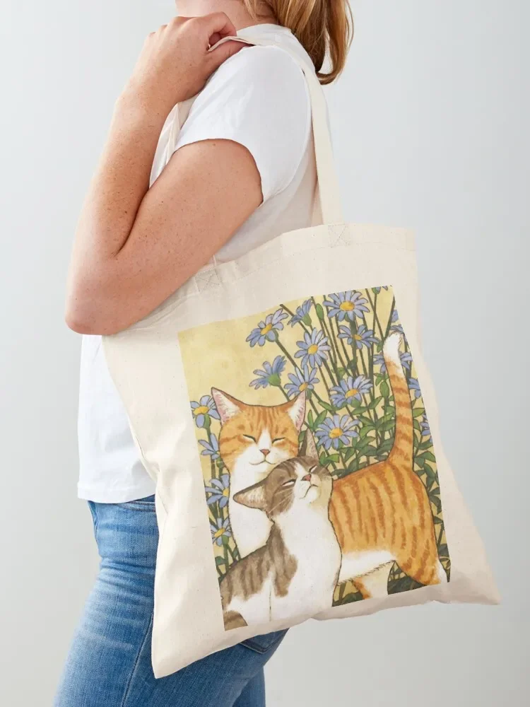 Cats with flowers t-shirt Tote Bag canvas tote bag Women's shopper bag shoping Big