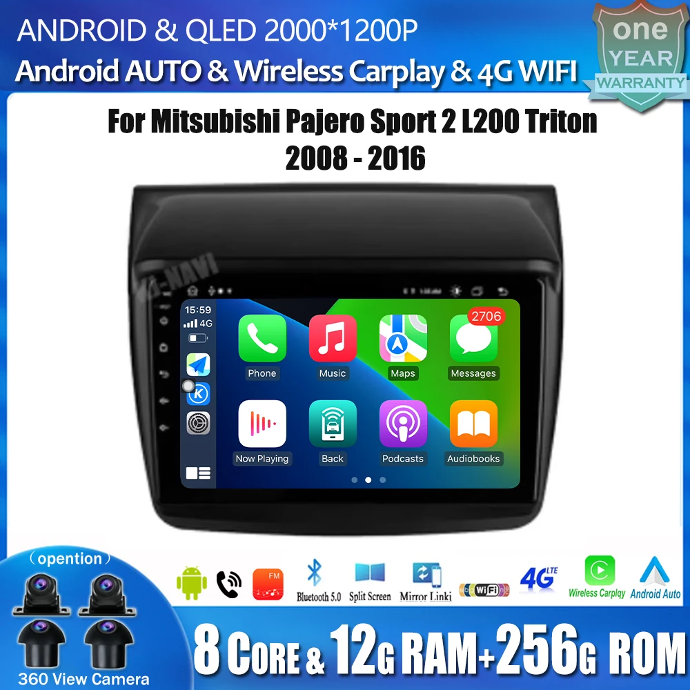 For Mitsubishi Pajero Sport 2 L200 Triton 2008 - 2016 Car Radio Multimedia Player Android OS Auto Navigation GPS DSP IPS BT SWC