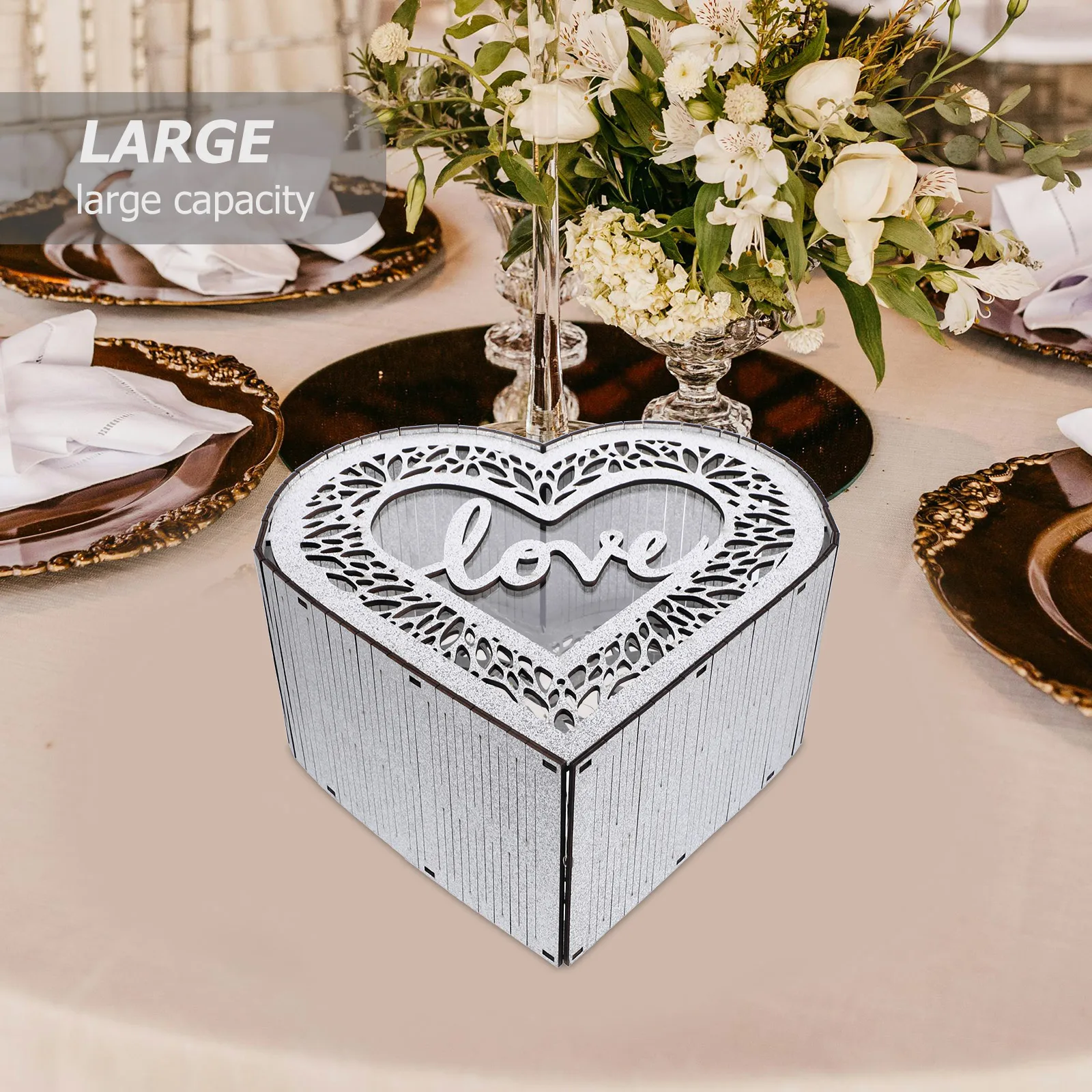 

Heart-shaped Gift Card Box Bride Shower Guest Wedding Boxes for Reception Decorations Greeting Cards Container Glass