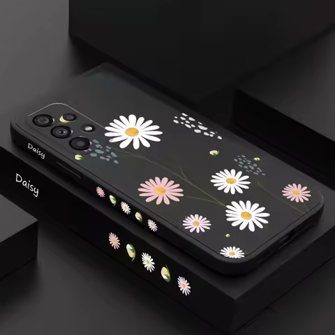 Green Daisies Phone Case For Samsung A73 A53 A33 A23 A13 A03 A03S A04 A04S A72 A52 A52S A32 A22 A12 A02S A02 A71 A51 4G 5G