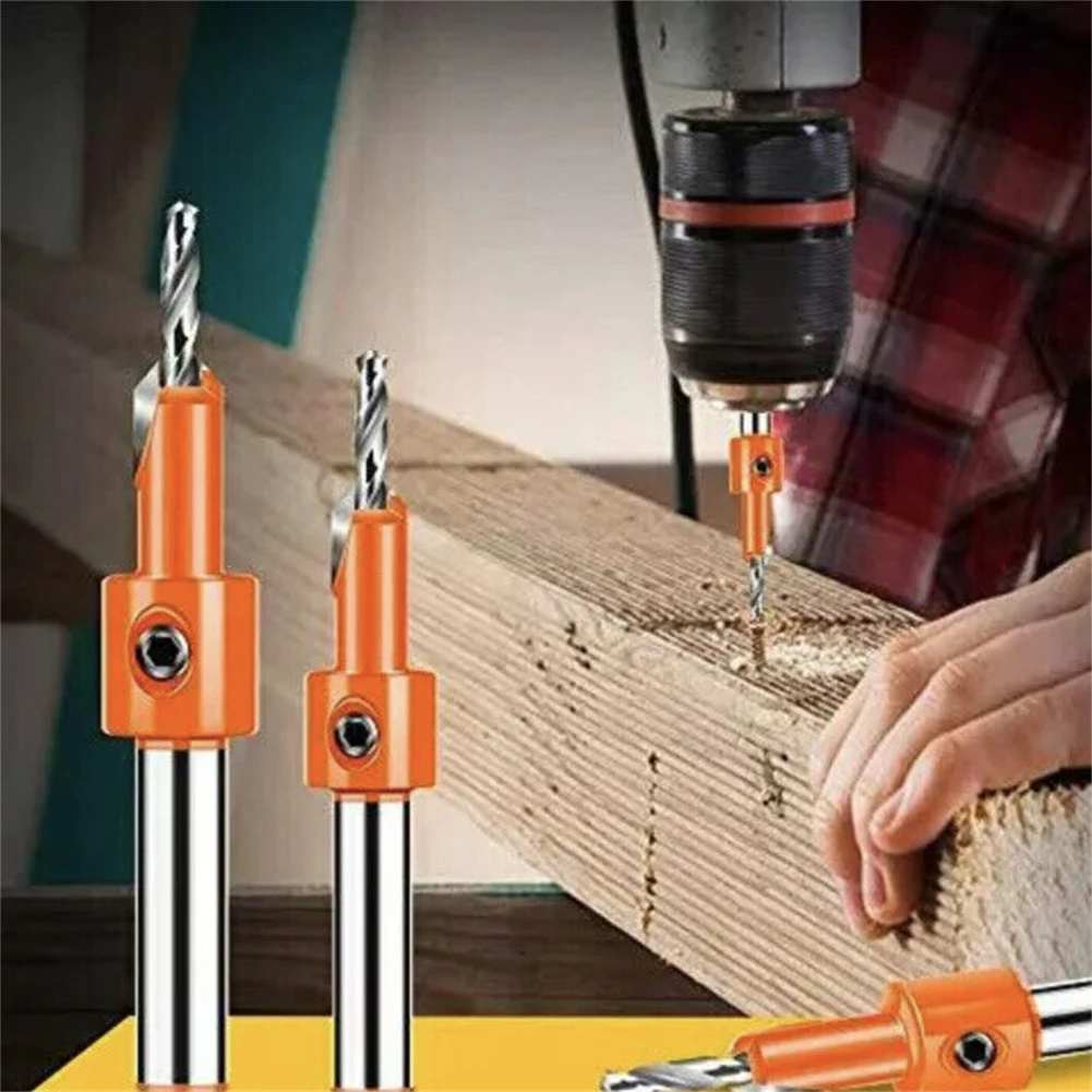 Countersink Drill Bit With Marked Size Plastic Box Anti Slip Five-edged Chamfer Design For DIY Home General Building Engineering