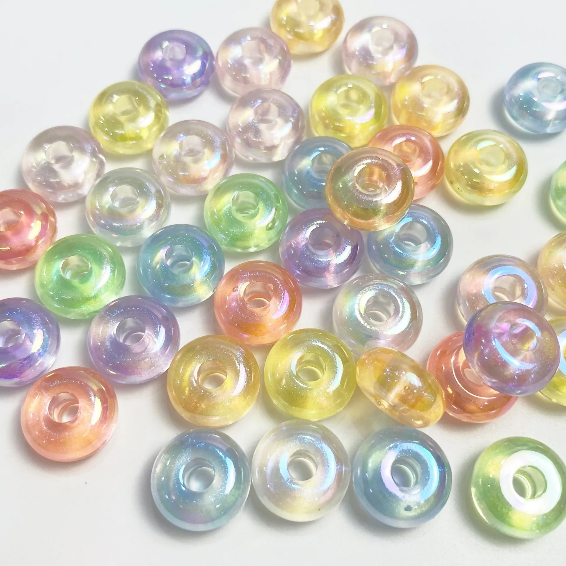 14mm Colorful Electroplated UV Scallion Pink Mermaid Square Bead DIY Mobile Phone Chain Bead Material Accessories