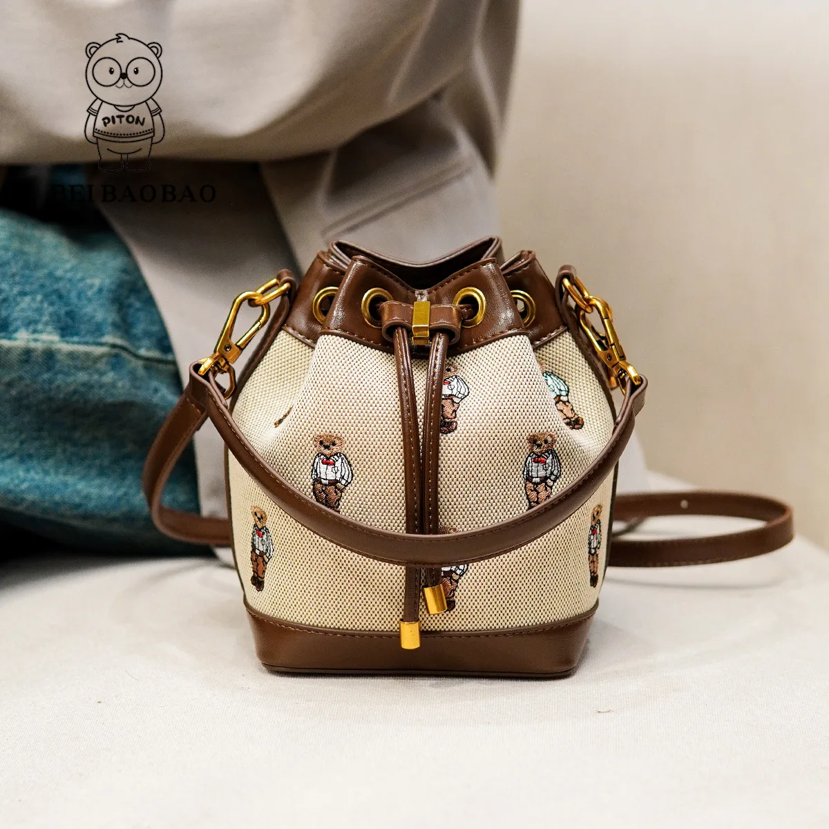 Beibaobao 2025 New Crossbody Bucket Bag Women's Spring/Summer Large Capacity Handbag Cartoon Shoulder Bag Bolso de mujer