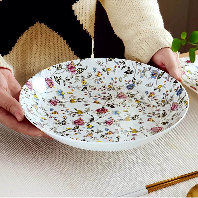 10 inch, real bone china deep service plate, porcelain charge plate, ceramic dinner plates, decorative serving dish platte