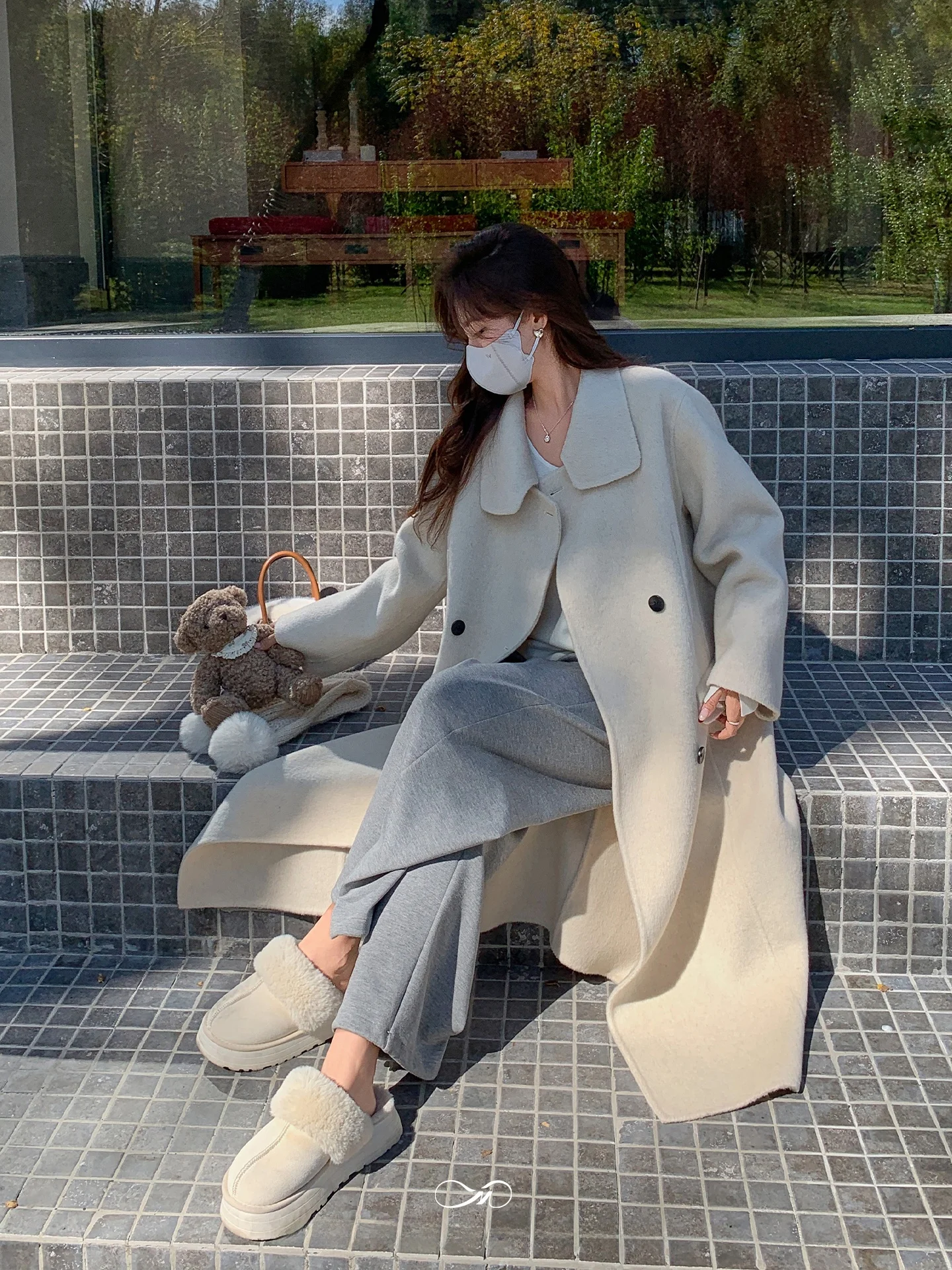 

Double-Breasted Large Size Women's Woolen Coat Double-Faced Tweed Loose Fit Long Style Outerwear for Winter Casual Commute