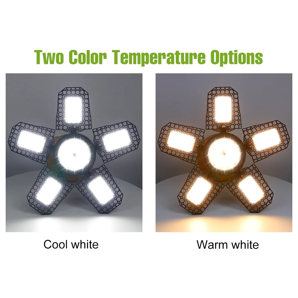350W LED Garage Lamp Indoor AC100-277V Deformable Workshop Ceiling Lights E27 Foldable Warehouse Large Area Commercial Lighting