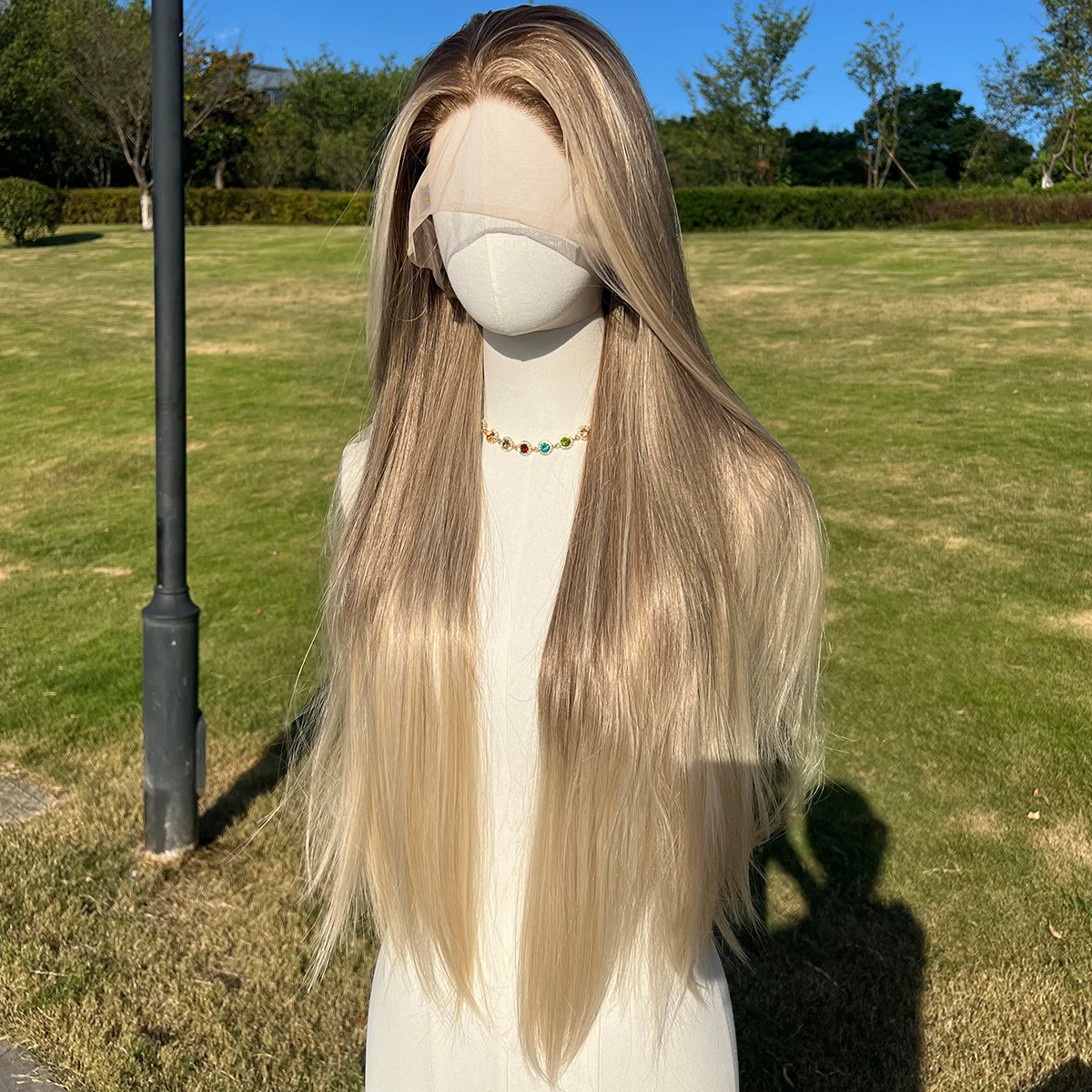 28 inch Long Straight Hair Lace Front Wig Silver Gray 13X4 Lace Front Rita Cosplay With Bangs Wig Party Daily Heat-Resistant Wig