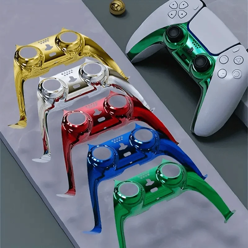 1pc Chrome Black Glossy Chrome DIY Replacement Controller Shell for PS5 Custom Plates Cover Compatible Upgrade For PS5 Slim