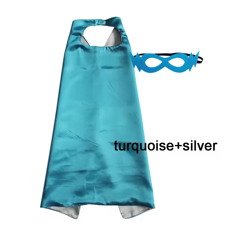 Superhero Capes with Mask REVERSIBLE Two Colored Child Cape Birthday Party Favor Satin Solid Capes Boys Girls Satin Capes - Image 28