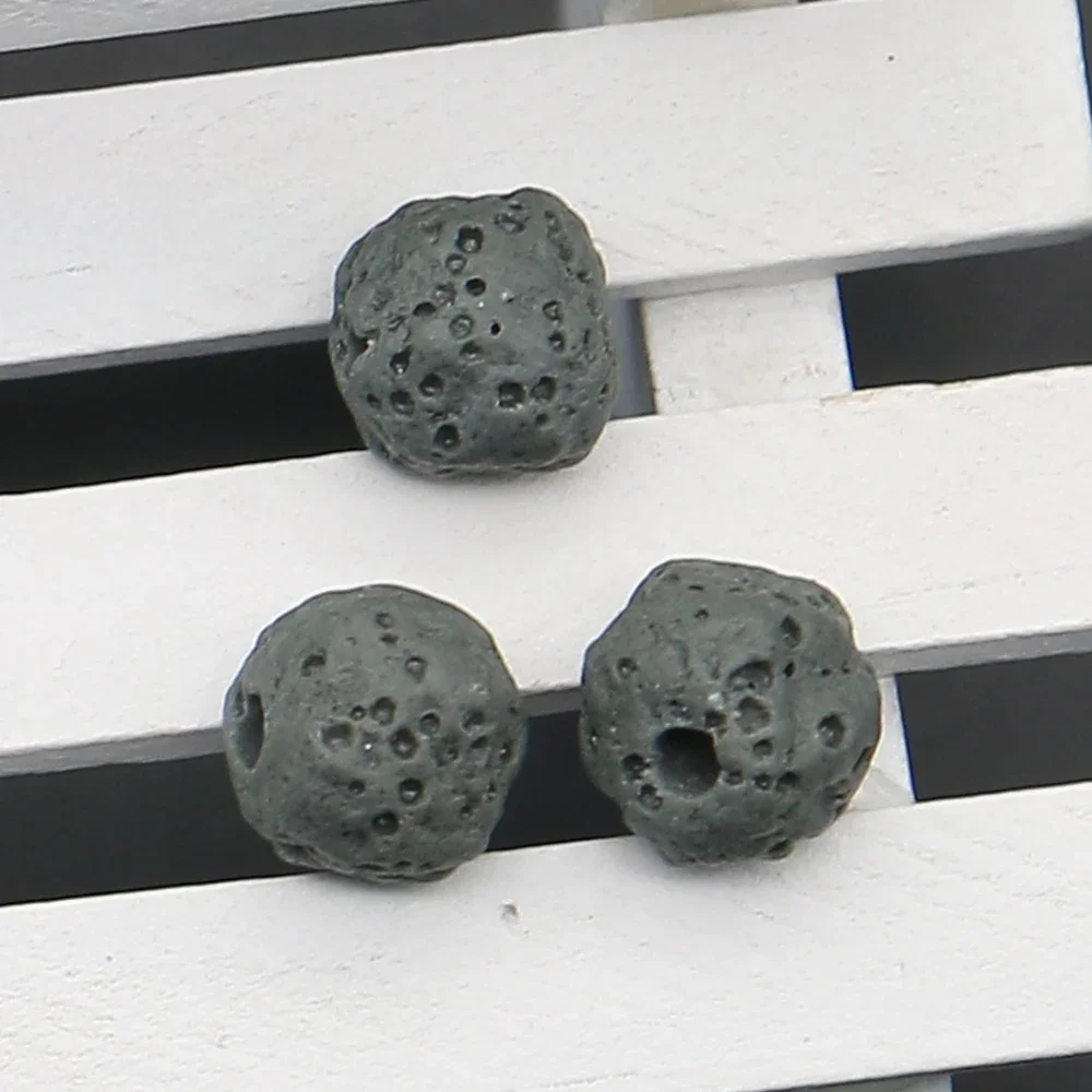 

Natural Stone Polished Irregular Round Straight-Hole Colorful Lava Rock Loose Beads DIY Necklace Earring Jewelry Accessories