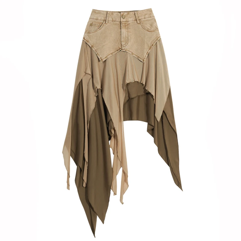 الرجعية تصميم نمط شبكة الربط المرأة الدنيم تنورة الخريف جديد الحلو بارد شخصية غير النظامية الشرير الساخن فتاة التنانير السيدات