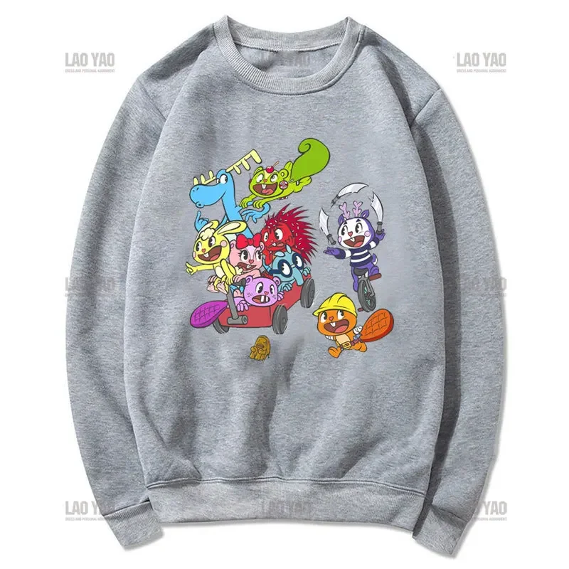 Happy Tree Friends Sweatshirt Happy Tree Friends Graphic Hoodies Funny Cartoon Print Streetwear Fashion Unisex Autumn Hoody