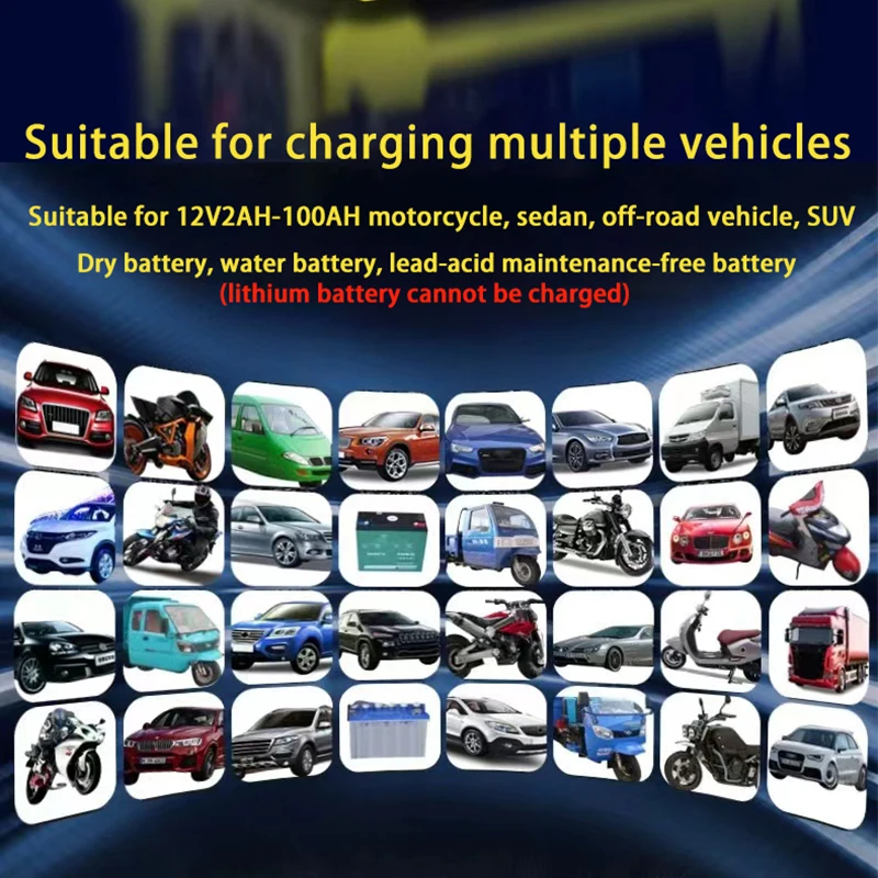 شاحن بطارية من الرصاص الحمضية بقوة 12 فولت شحن إصلاح تلقائي بالكامل لدراجة نارية السيارة بالكامل auto aticخزف 6A مشبك التمساح بشاشة LCD