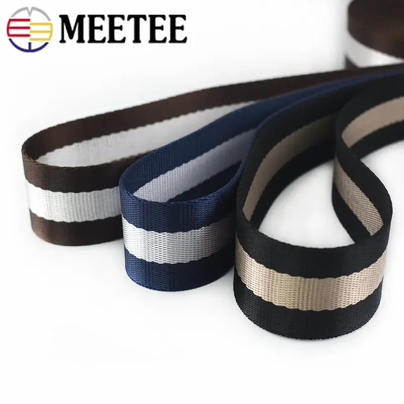 5Meters Meetee 38mm Thicken Nylon Stripe Webbing for Car Seat Belt Ribbon DIY Bags Strap Decoration Band Tape Sewing Accessories