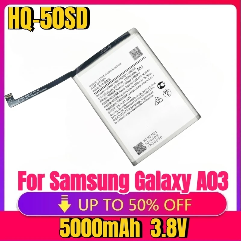 New High quality replaceable HQ-50SD HQ-50S For Samsung Galaxy A03 A03S 5000mAh High Quality Rechargeable L-ion Bateria