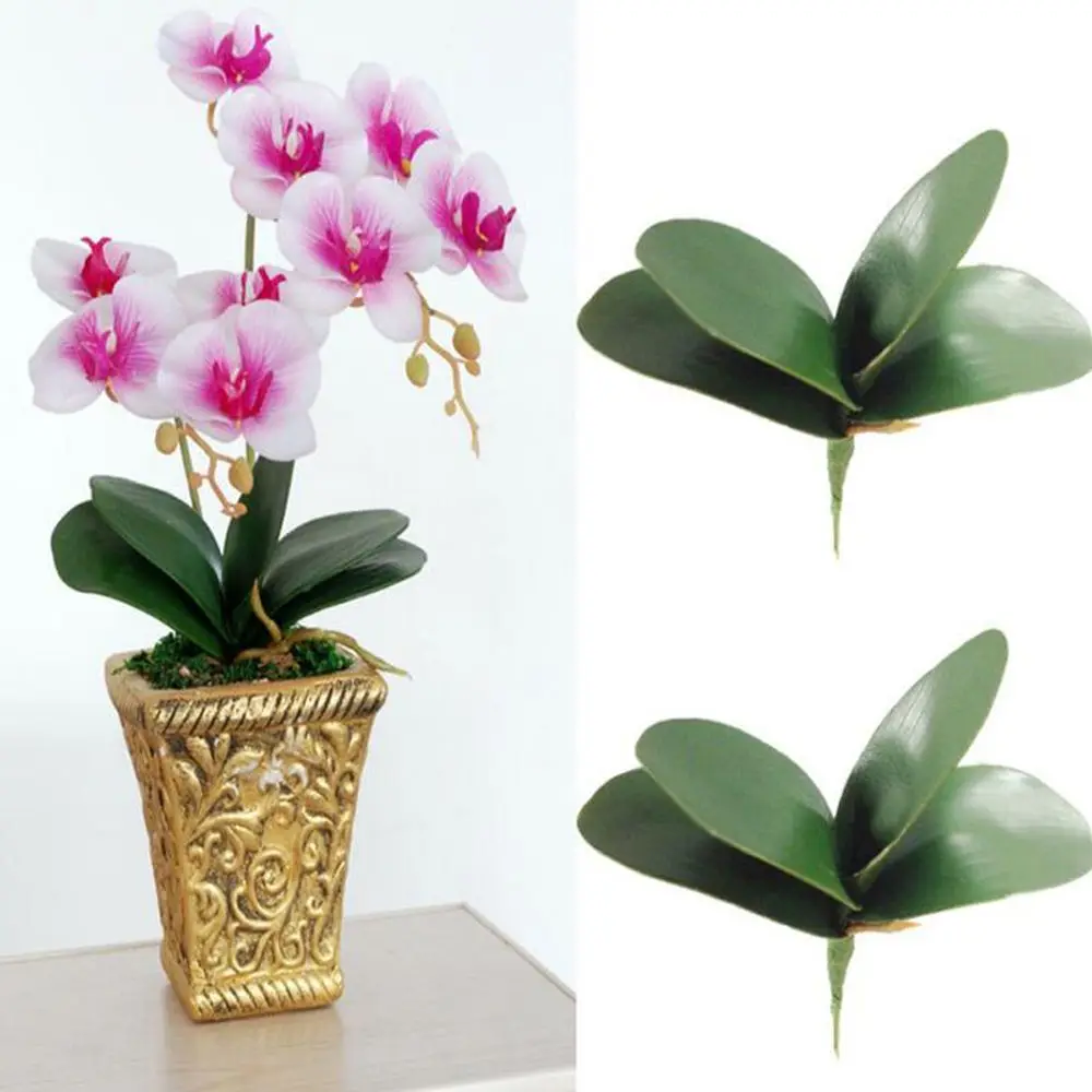 1 PCS Beauty Decoration Decorative Plastic Fake Flowers Butterfly Orchid Leaf Green Leaves Silk Leaf Artificial