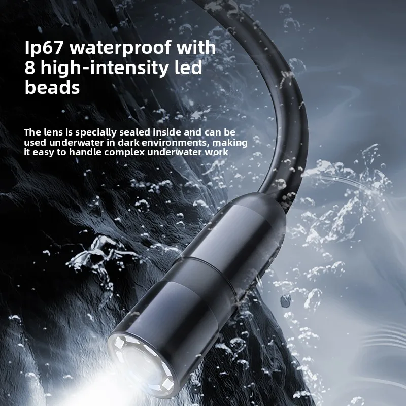 HD Waterproof Industrial Endoscope Borescope Camera Auto Repair Sewer Pipeline Visual Inspection Tool With LED Light