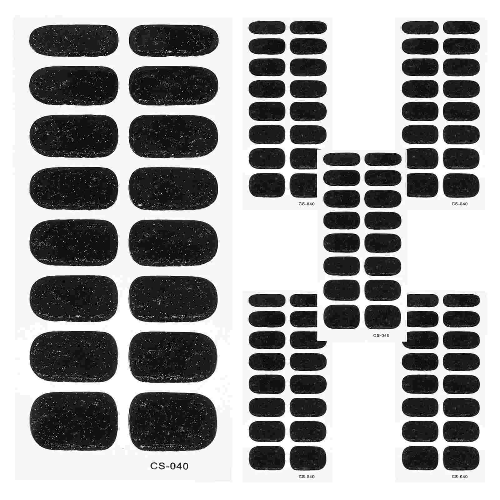 

6 Sheets Green Onion Pink Nail Sticker Manicure Stickers Black Polish Full Package Accessories Decals Strips Decor