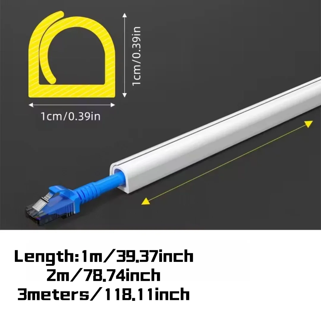 1PC 1/2/3meters Flexible Floor Cable Cover PVC Cord Wall Cord Hider Floor Cable Management Wire Cover Easy Installation view 2
