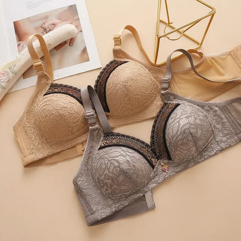 حمالة صدر دانتيل داخلية قابلة للتعديل للنساء ، حمالة صدر برقبة على شكل حرف V ، حلقة غير فولاذية ، مانعة للتراجع ، ناعمة ومريحة ، ملابس داخلية مثيرة ، حميمية