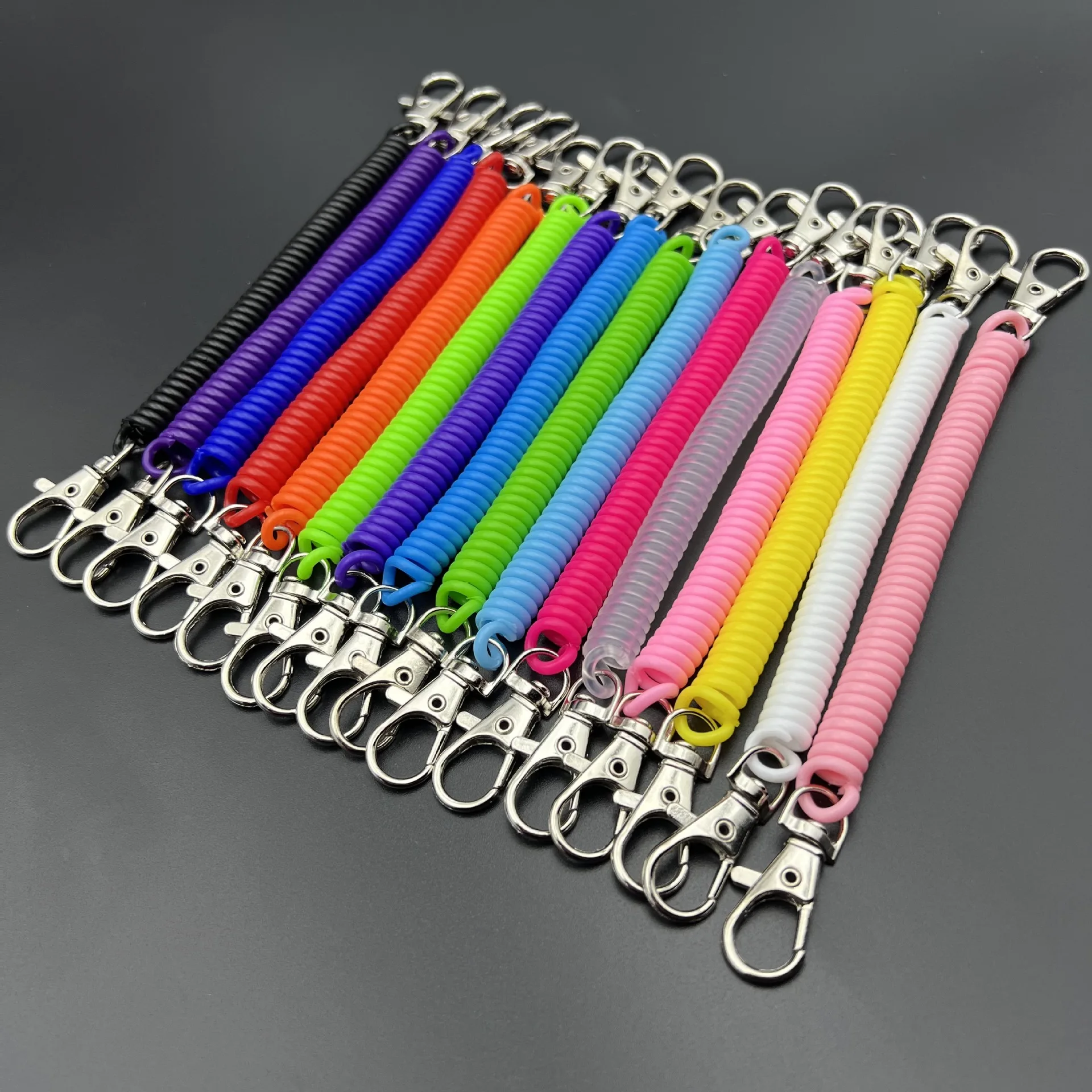 3 szt. Plastikowa lina sprężynowa brelok do kluczy sprężynowy brelok chowany łańcuszek SpringOrnament-anty Ioss Spring lina do zawieszania telefonu komórkowego