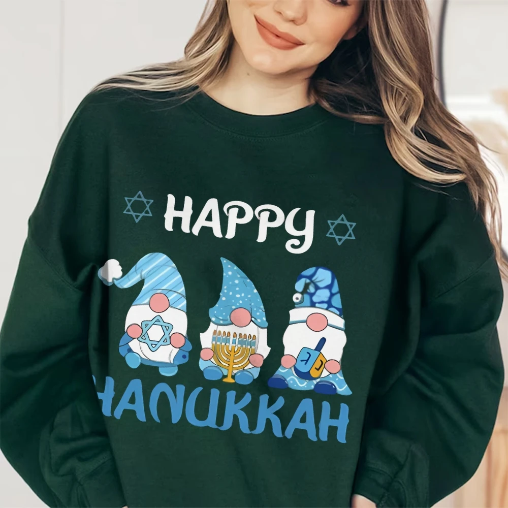 Blauwe kerstsneeuwman met zespuntige sterrenprint Y2K-stijl High Street Top Lange mouwen Pullover Crewneck Sweatshirt Hoodie