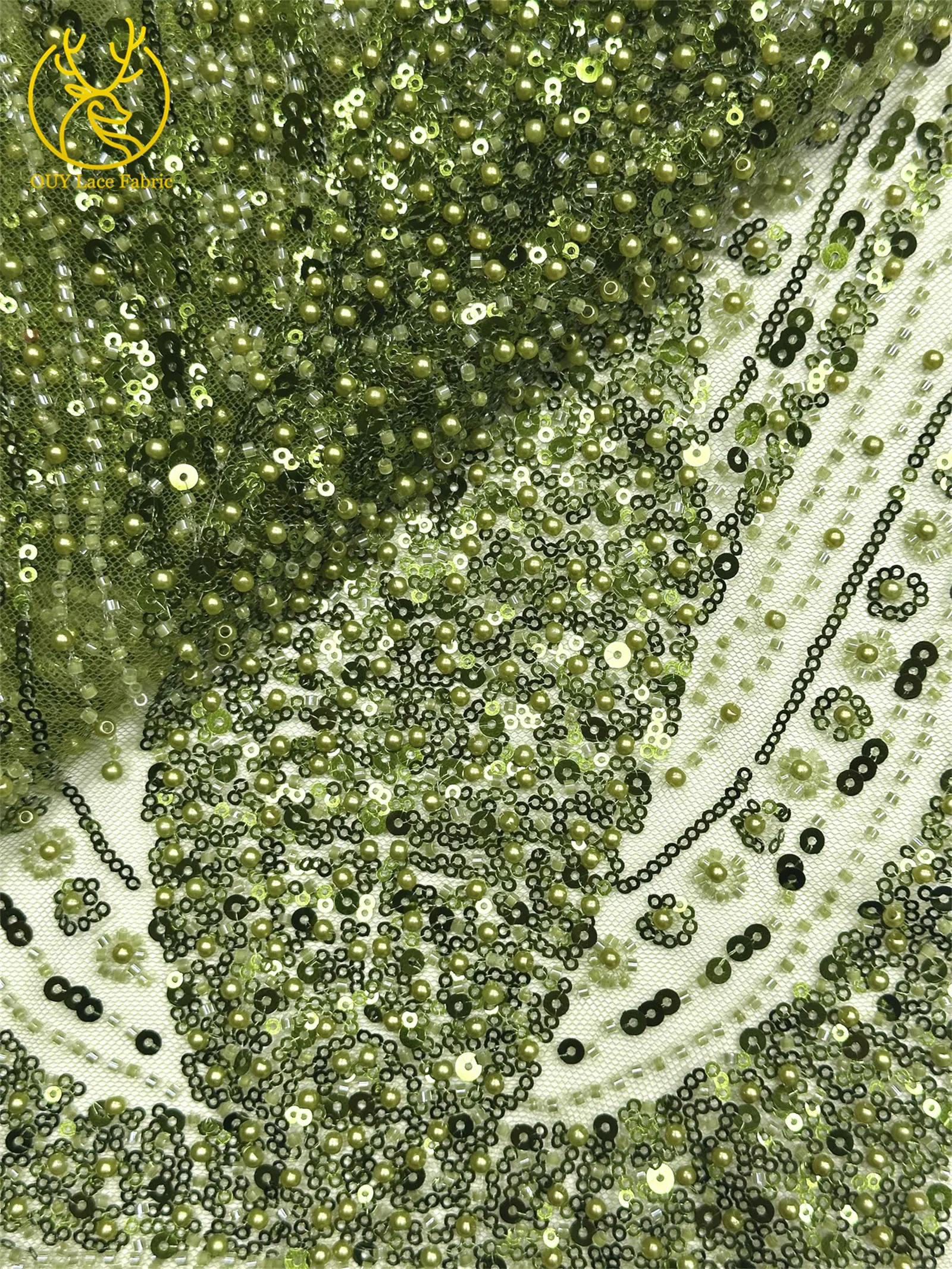 Luxuriöser Goldener Afrikanischer Bräutigam-Spitzenstoff mit Stickerei und Perlen, 5 Meter Französischer Tüll-Spitzenstoff für Nigerianische Hochzeitskleider – Detail 26