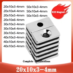 5 ~ 100 Chiếc 20x10x3-4 Khối Mạnh Mẽ Nam Châm 4 Mm Lỗ Rời Tấm Nam Châm 20x10x3mm-4mm Mạnh Thường Trực NdFeB Nam Châm 20*10*3-4 Mm