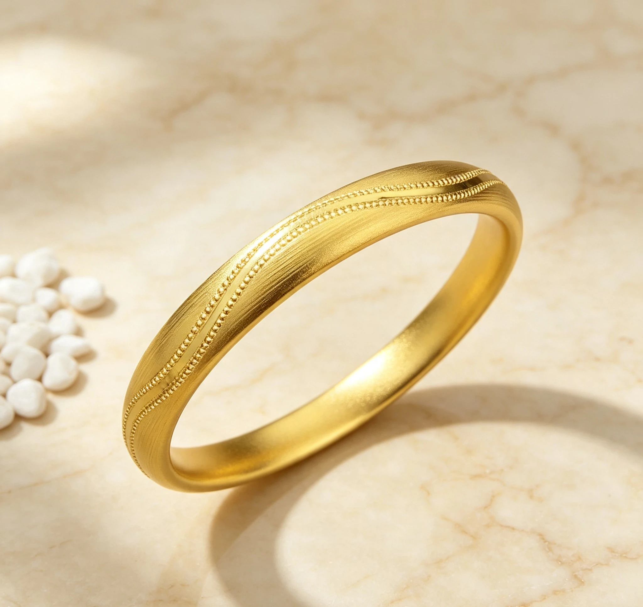 Pure Gold real gold Women's Brushed Wavy Bracelet Solid Closed Bracelet Giving gifts for friends