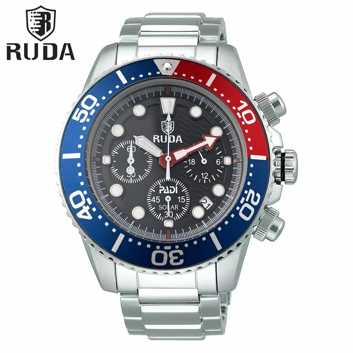 RUDA2025 ساعة رياضية رجالية جديدة متعددة الوظائف ستة دبوس توقيت مضيئة مقاوم للماء ساعة كوارتز ساعة رجال الأعمال