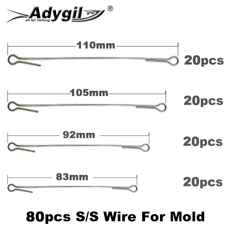 Adygil DIY Fishing 80pcs S/S Wire for 121pcs Jig Lure Mould Combo