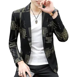 2023 5XL New Brand Clothing Men Fashion Suit Party Coat Casual Slim Fit Jackets Buttons Suit Letter Print Painting Blazers Male