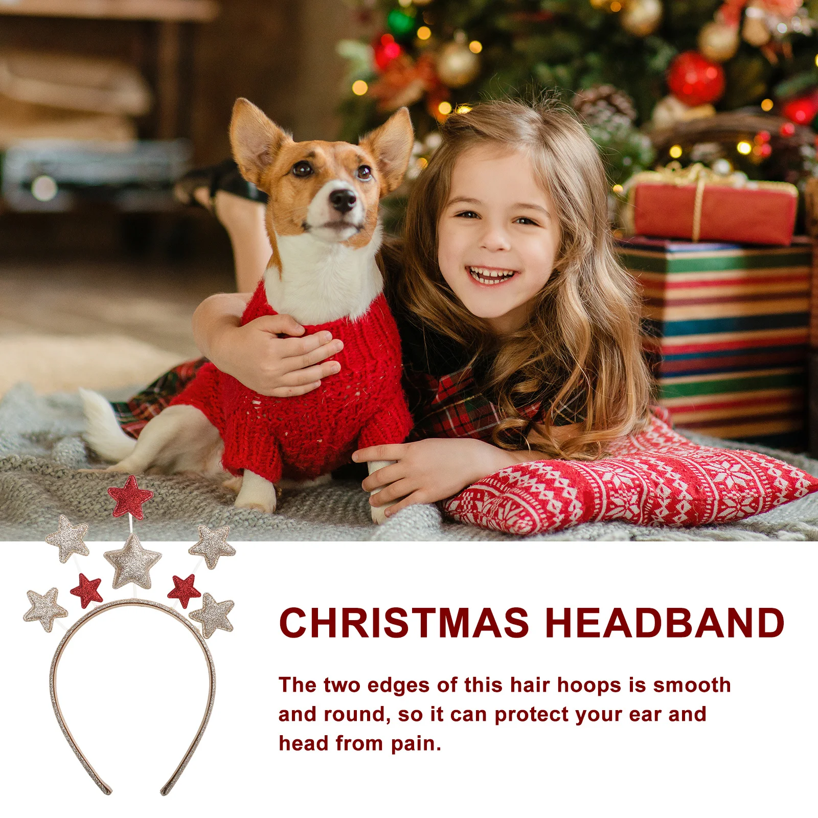 

Christmas Hair Band Star Hair Hoops Soft Round Edges Comfortable Kids Xmas Headband Holiday Gift Christmas Headband
