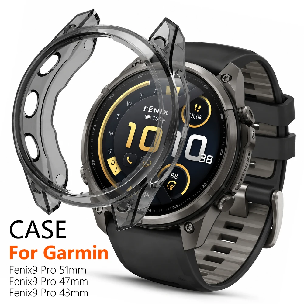 Case For Garmin Fenix 9 Pro 51mm 47mm 43mm Clear TPU Soft Silicone Protective Cover For Garmin Fenix9 Pro Bumper Shell Bezel