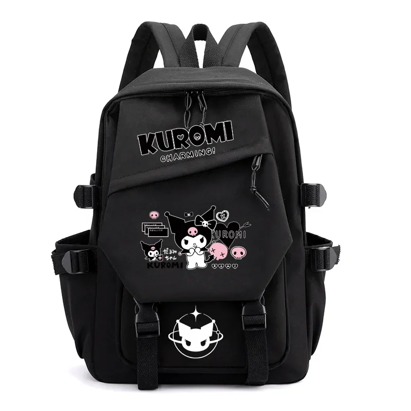 Sanrio Kawaii Kuromi Cartoon Anime Schoolbag, Mochila de Viagem de Grande Capacidade, Saco De Armazenamento De Estudante, Bonito Material Escolar