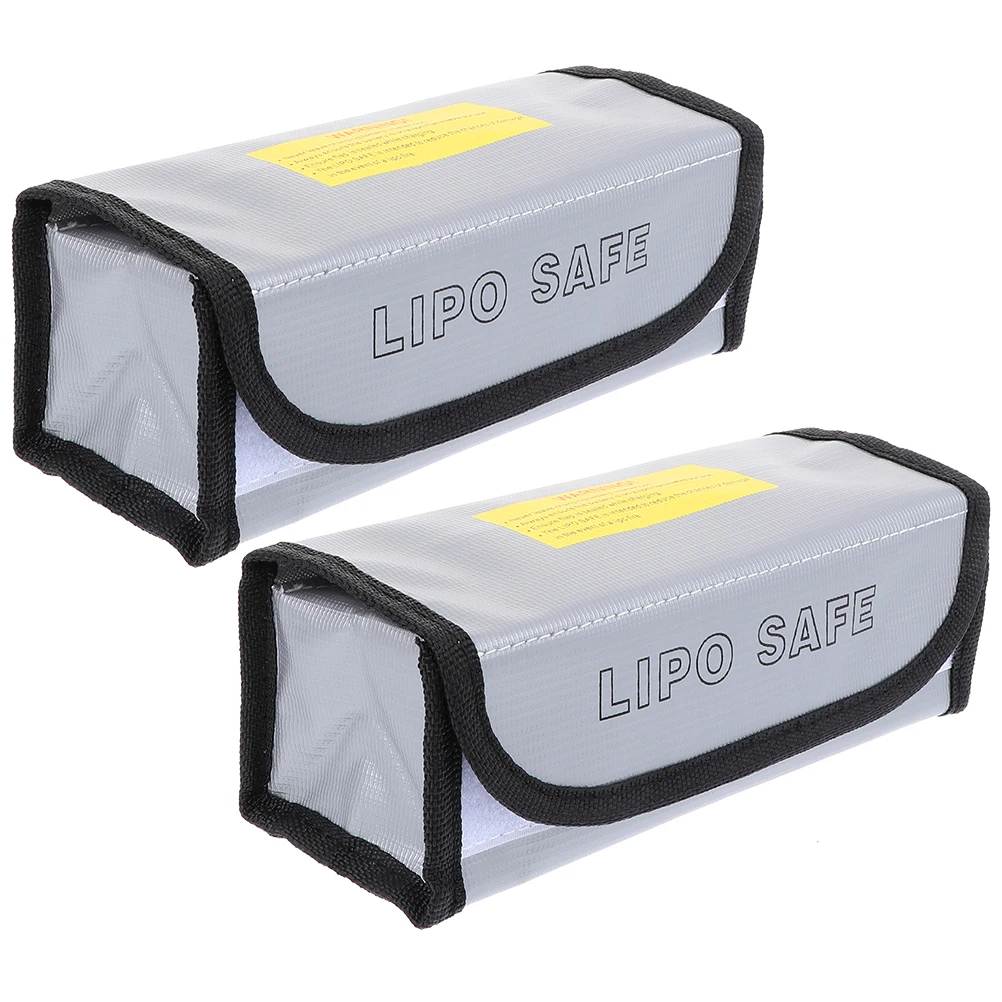 

2pcs LithiumBatteryBag ExplosionProof Fireproof PVCOuter FiberglassInner Storage Protector BatteryCharging Safety Box