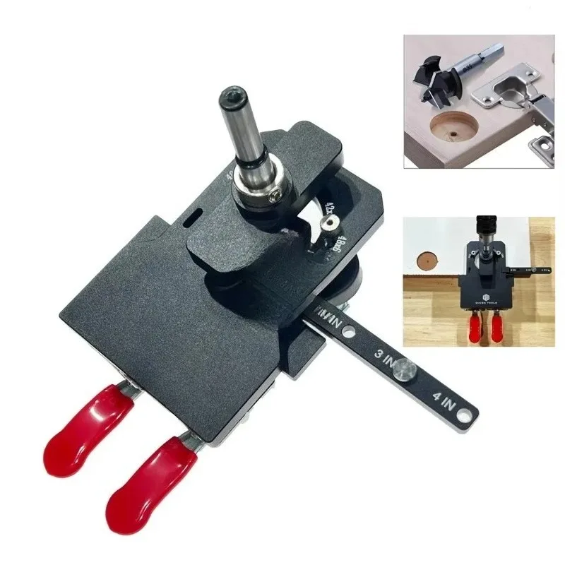 

2 in 1 Multifunction Door Hinge Drilling Guide 35mm Hole Opener High Precision Aluminum Jig with Adjustable Dual Clamps