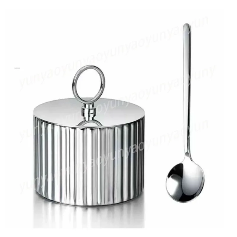 Light Luxury Sugar Jar Box Exquisite Stainless Steel Kitchen Storage Box Seasoning Bottle Monosodium Glutamate Salt Jar