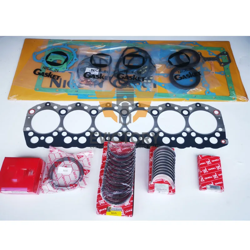 For MITSUBISHI S6S rebuild overhaul kit cyliner gasket head kit + piston ring + main rod bearing