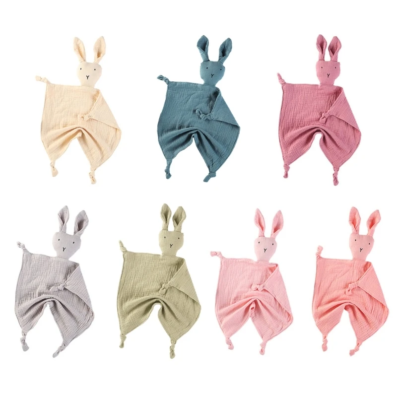 

L5YF Rabbit for Doll Appease Towel Comfort Sleeping Cuddling Toy Baby Soothe Blanket Soft Gauze Bibs Teether Burp Cloth