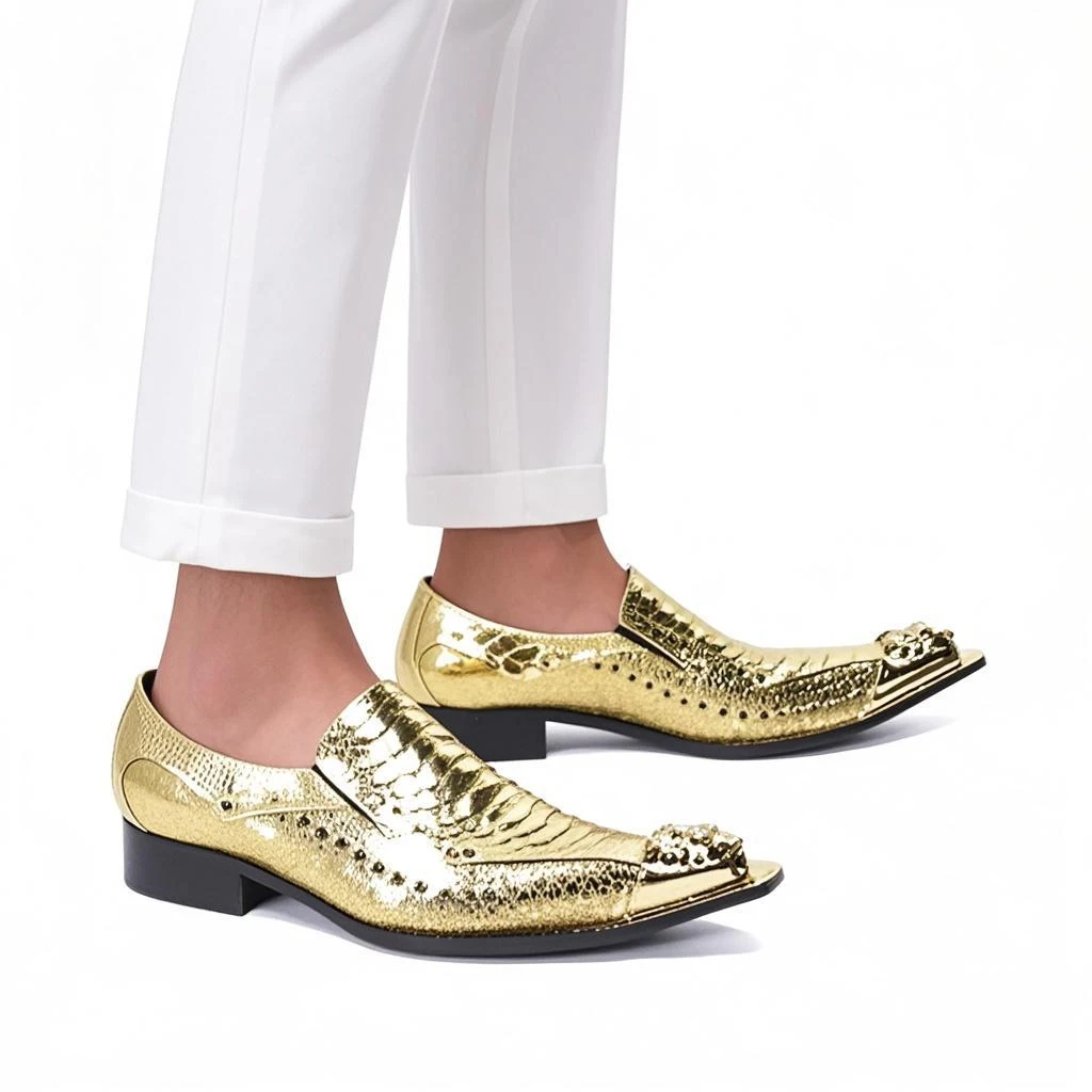 New Business Rivets Men Dress Snake Shoes Fashion Hollowing out Man Leather Shoes Social Sapato Male Oxfords Flats Wedding Shoe
