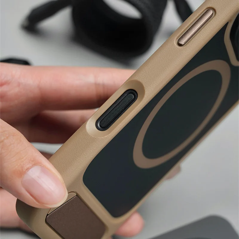 Metal Bracket for Magsafe Phone Case for iphone 17 pro max 16 Pro 15 14 13 Simple Senior Frosted Matte Wireless Charging Cover