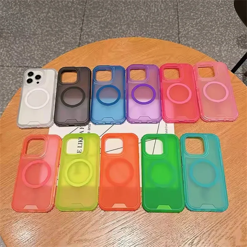 حافظة مدرعة مغناطيسية 3 في 1 لهاتف Magsafe IPhone 17 Air 16 15 14 13 12 Pro Max Plus 16Pro IPones Macsafe ملحقات غطاء