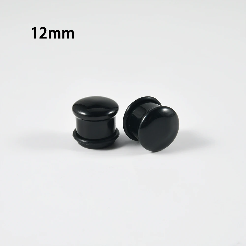 Pair Black Simple Ear Plug For Man Single Flare Tunnel Gauge Ear Stretching Expander Ear Gauges Stretcher Body Piercing 6mm-25mm