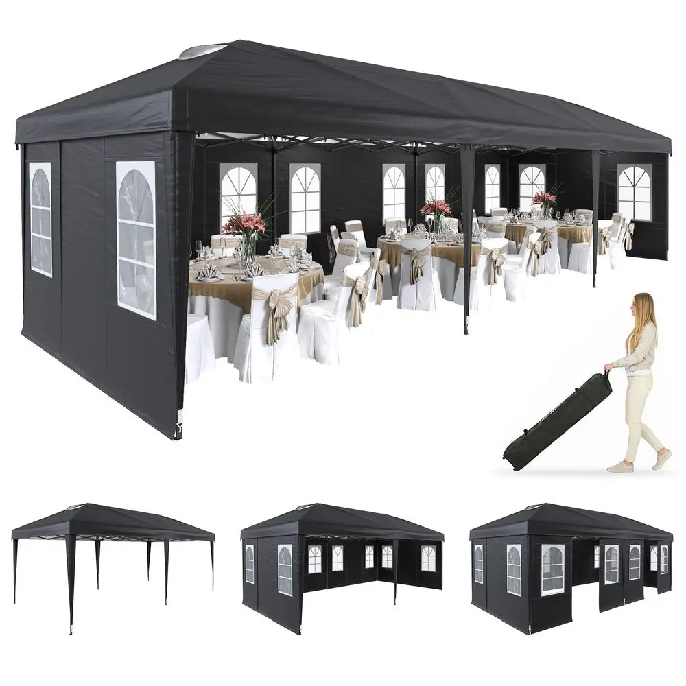 

10x30 Heavy Duty Pop Up Canopy Tent, Waterproof Folding Party Tent with 8 Removable Sidewalls, Instant Outdoor Event Shelter fo