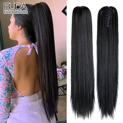 Synthetic Long Straight Ponytails Extension Hair 24Inch Claw Clip On Ponytail Hair Heat Resistant Pony Tail Hair piece For Women