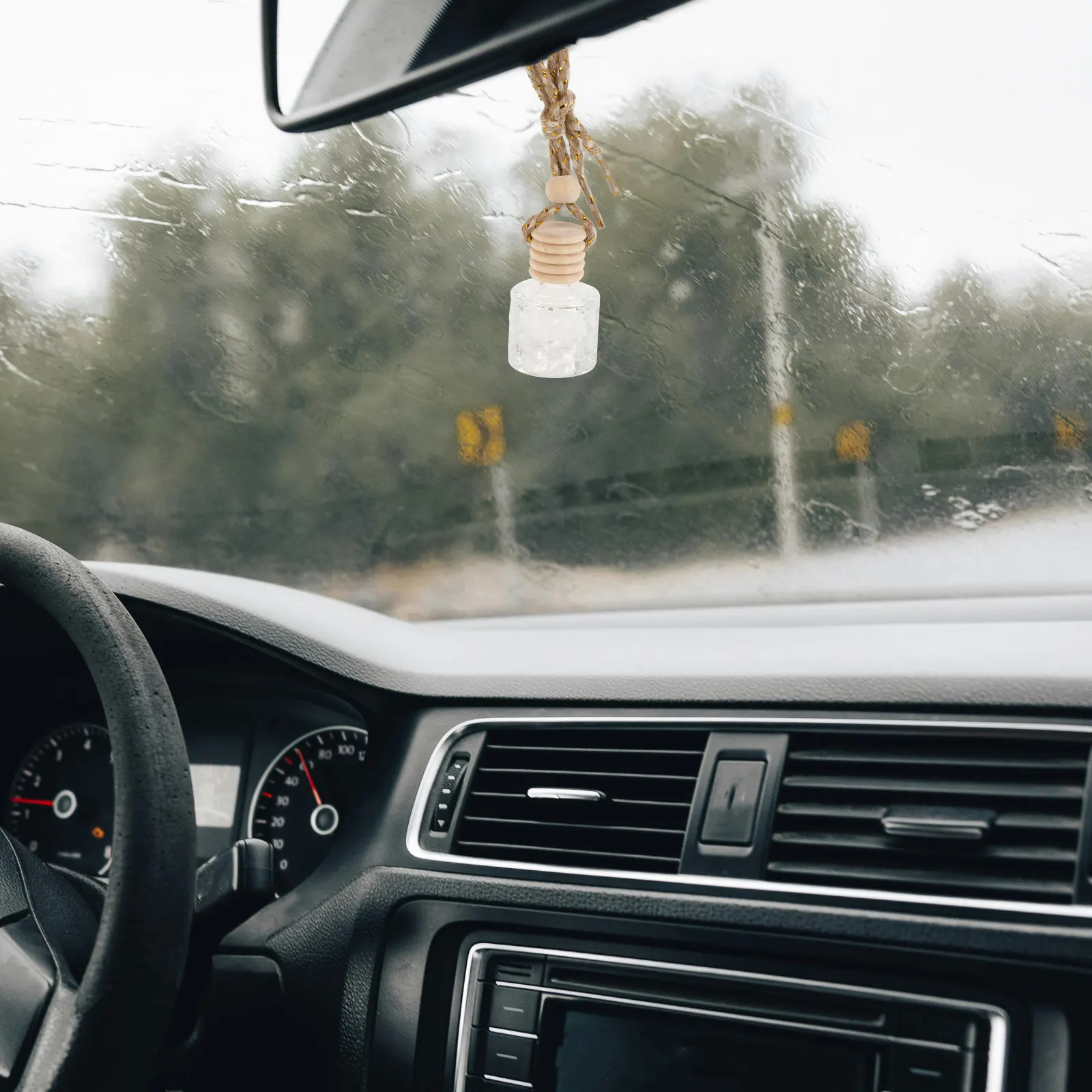 2Pcs Hanging Car Air Freshener Diffuser Bottles Refillable Glass Aroma Diffuser Pendant for Car Home Office Essential Oil - view 2