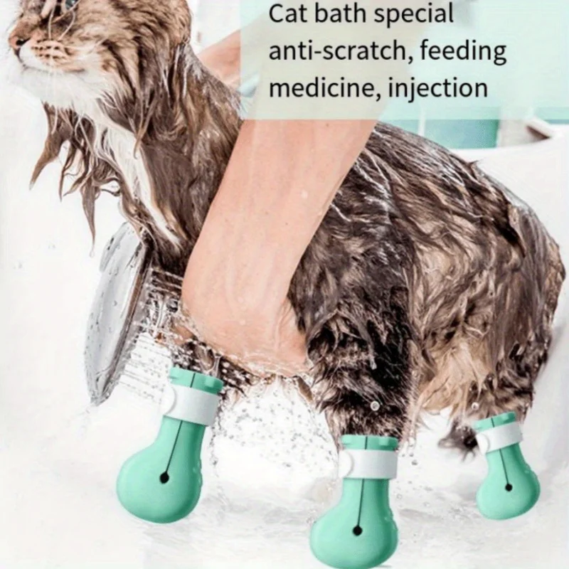 A Set Of Cat Nail Caps/Paws/Shoes That Prevent Scratches, Bites, And Injuries, Harmless Pet Pedicure Supplies