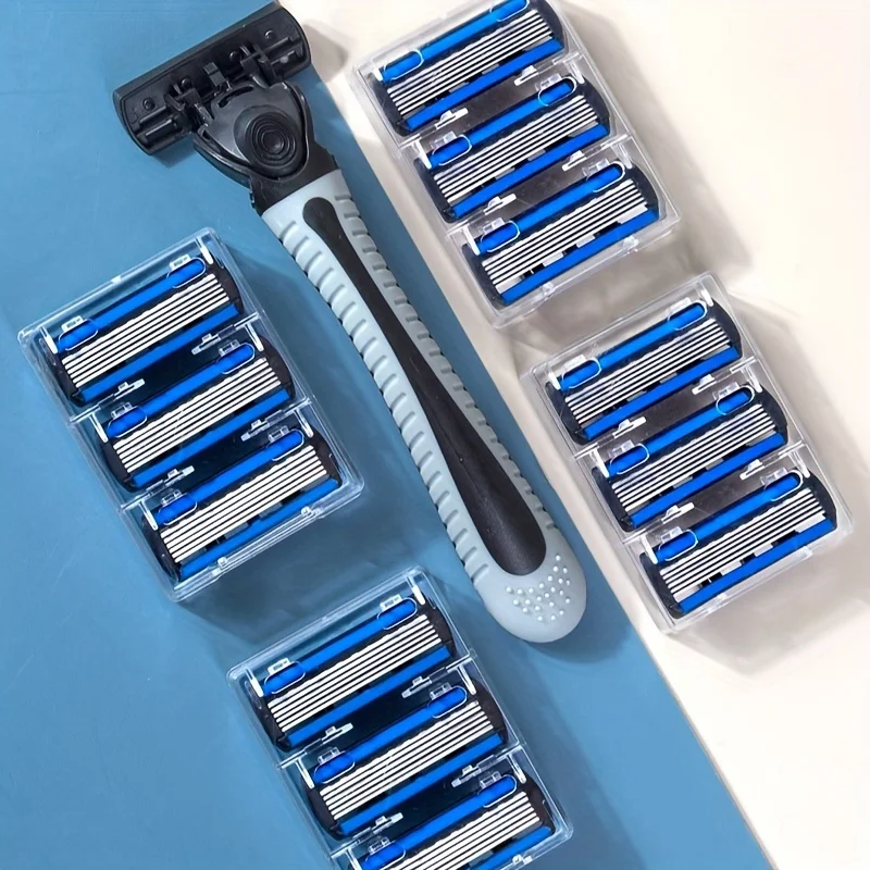 6-Layer Razor Head Manual Shaver, Stainless Steel Classic Double Edge Blade Razor Safety Vintage Shaving Beard Moustache Manual