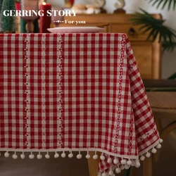 Gerring Red Christmas Holiday Tablecloths For Events Birthday Wedding American Rectangular Yarn Dyed Dinning Table Cloth Cover
